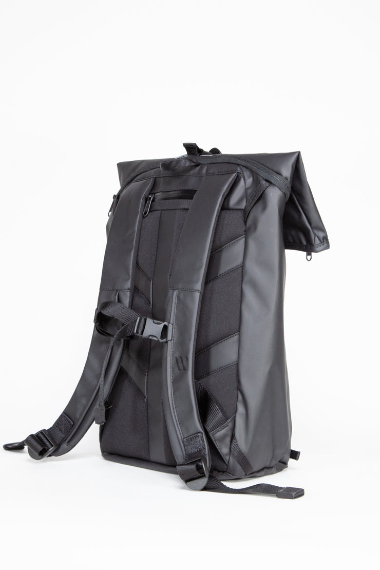 Wayks Day Pack Mini sleek black Back Angled Top Folded