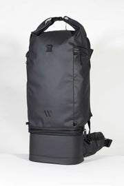 WayksOne Travel Backpack Compact Sleek Black Front Angled#colour_sleek-black