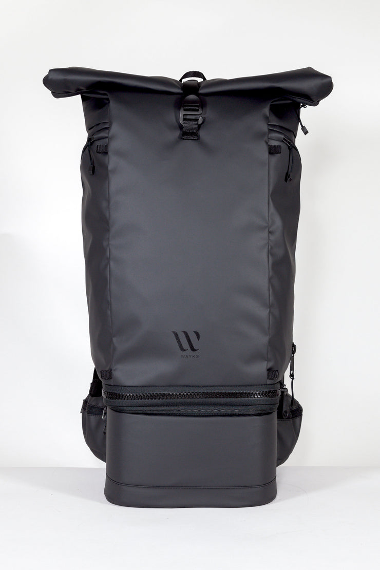 WayksOne Travel Backpack Compact Sleek Black Front