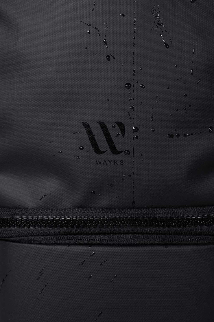 WayksOne Travel Backpack Compact Sleek Black Water Repellency