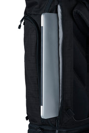 WayksOne Travel Backpack Compact Sleek Black Laptop Side Access#colour_sleek-black
