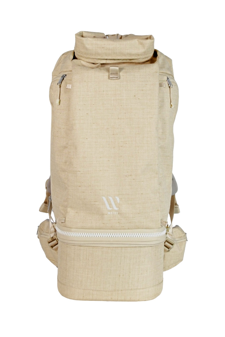 WayksOne Travel Backpack Compact Sand Top Clipped