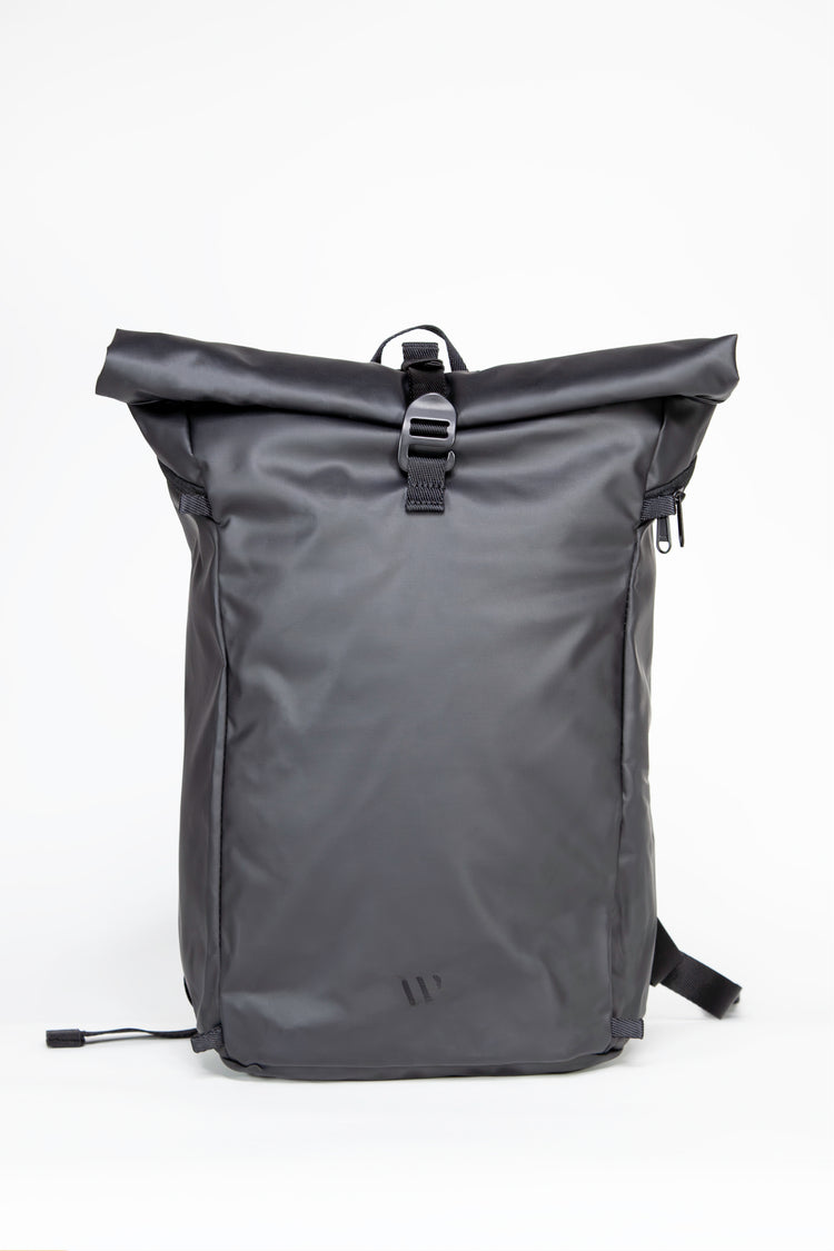 Wayks Day Pack Mini sleek black Front Rolled#colour_sleek-black