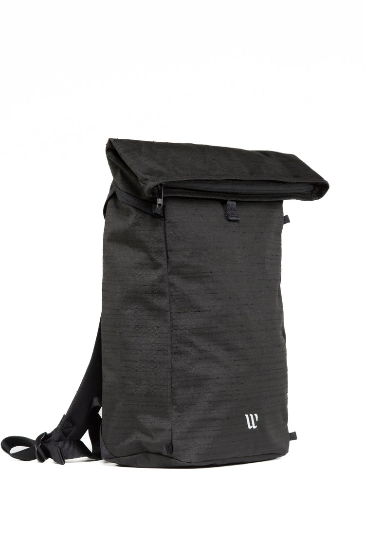 Wayks Day Pack Mini black Angled Folded Top#colour_black