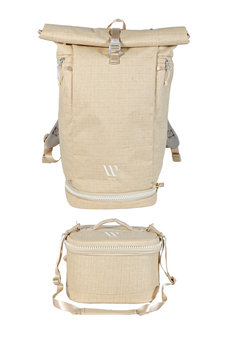 WayksOne Travel Backpack Compact Sand Split