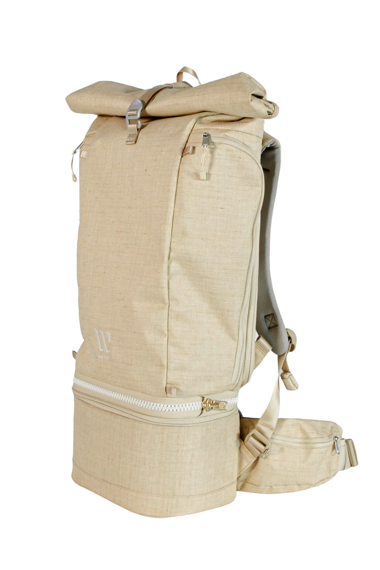 WayksOne Travel Backpack Compact Sand Angled